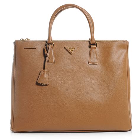 prada saffiano double zip tote caramel|PRADA Saffiano Large Galleria Double Zip Tote Caramel .